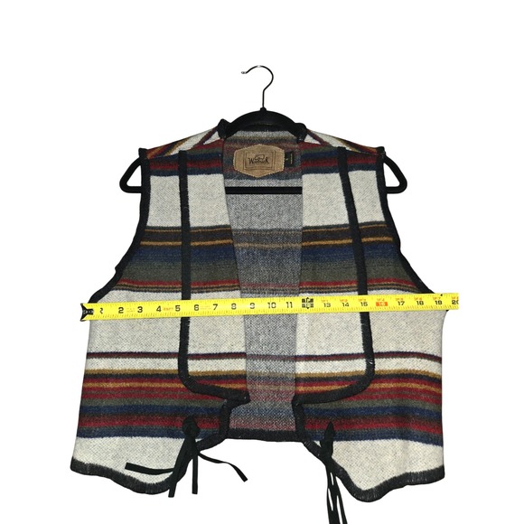 Woolrich Wool Striped Blanket Vest Concho Fringe M Ranch Wear EUC Vintage - Picture 4 of 10